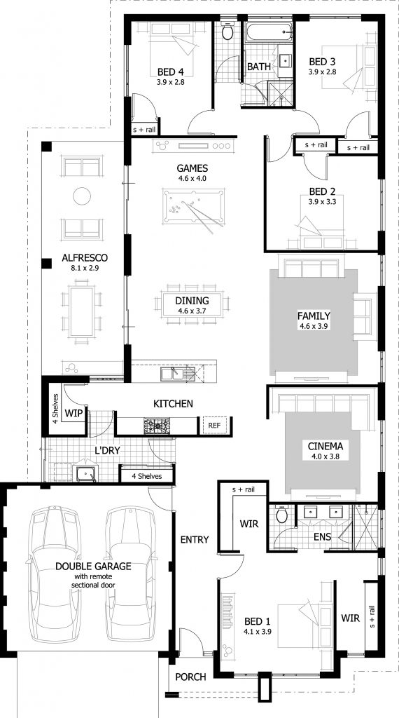 L Shaped layout Bungalow House plan