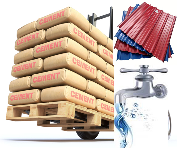 building materials - cement, roofing sheet, faucet
